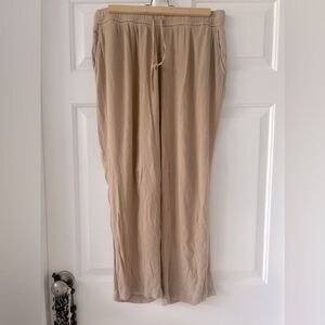 Tommy Hilfiger Wide Leg Draw String khaki Pants Light Weight Fabric